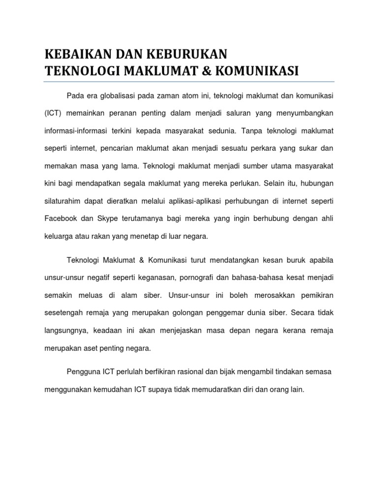 Kebaikan Keburukan Tmk Pdf