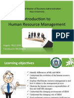 Introduction To Human Resource Management: International Master of Business Administration Asia University
