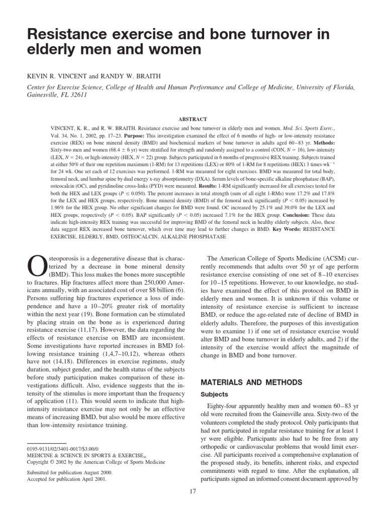 Resistance Ex Bone Turnover | PDF | Osteoporosis | Wellness