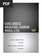 Cost Analysis Sheet Dabur