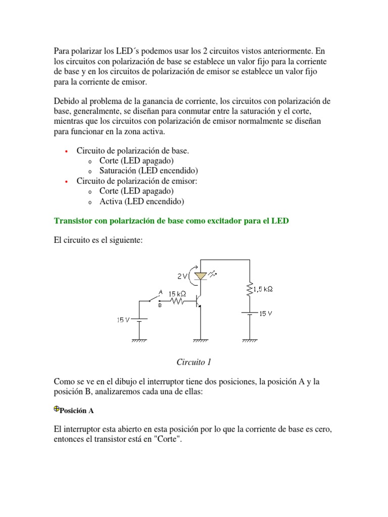 Transistor BJT Ejercicios PDF Transistor Diodo emisor de luz