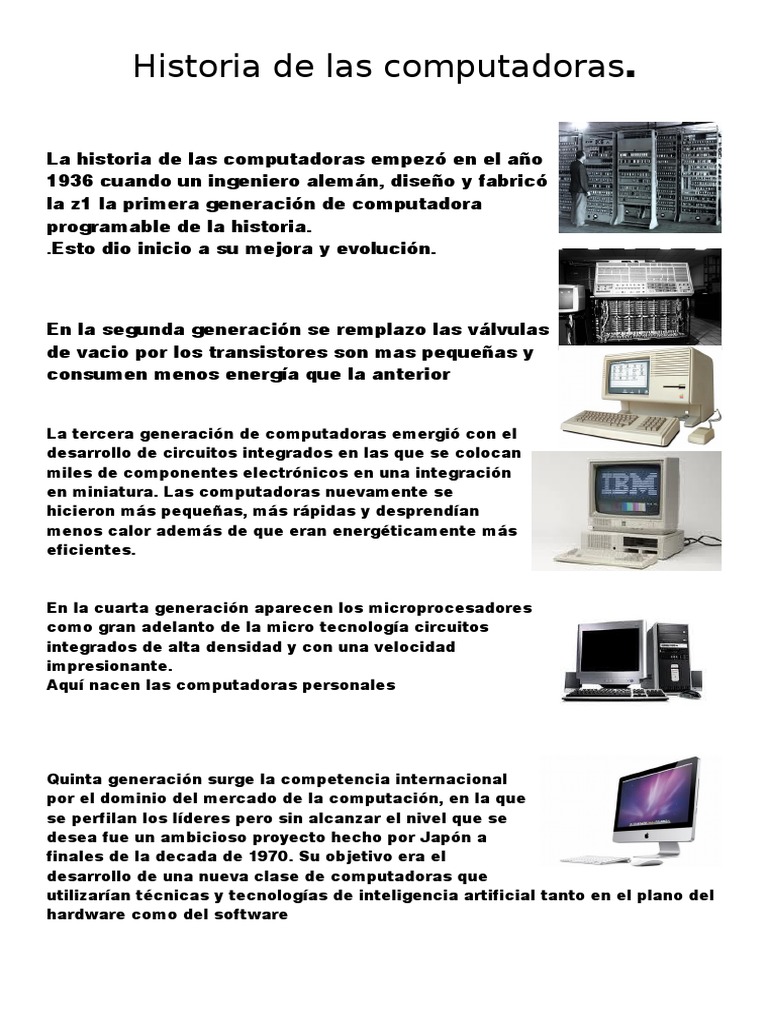 La Evolucion De Las Computadoras Worksheet Historia De La Computadora