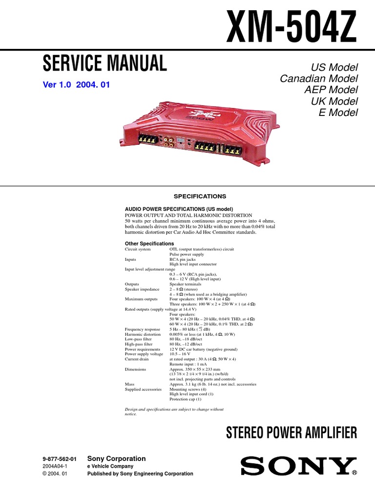 Explod Sony XM 504Z PDF | PDF | Loudspeaker | Distortion