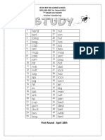 Jesus Rey de Gloria School SPELLING BEE 1st. Round 2018 Grade List Word Teacher: Claudia Yup