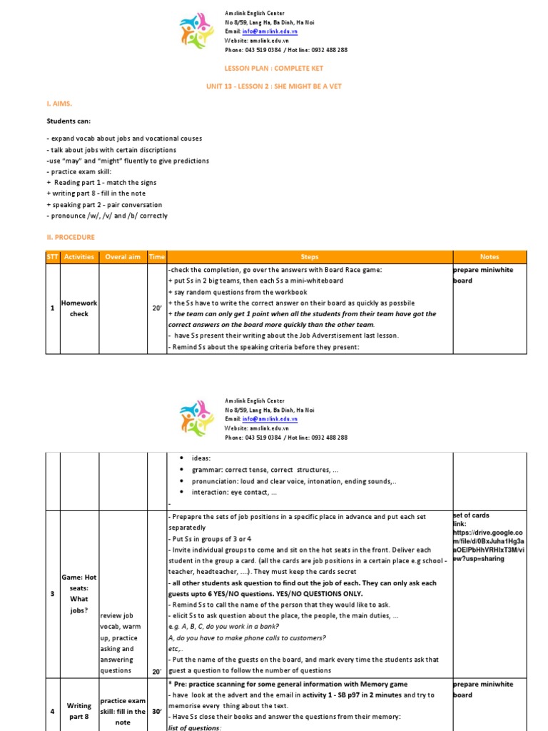 Unit 13 Lesson 2: Vet Career Insights | PDF | Question | Linguistics