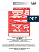 Data Sheet: HYDRAULIC DATA PLATE (8-1/2" X 11") ITEM # 5010241