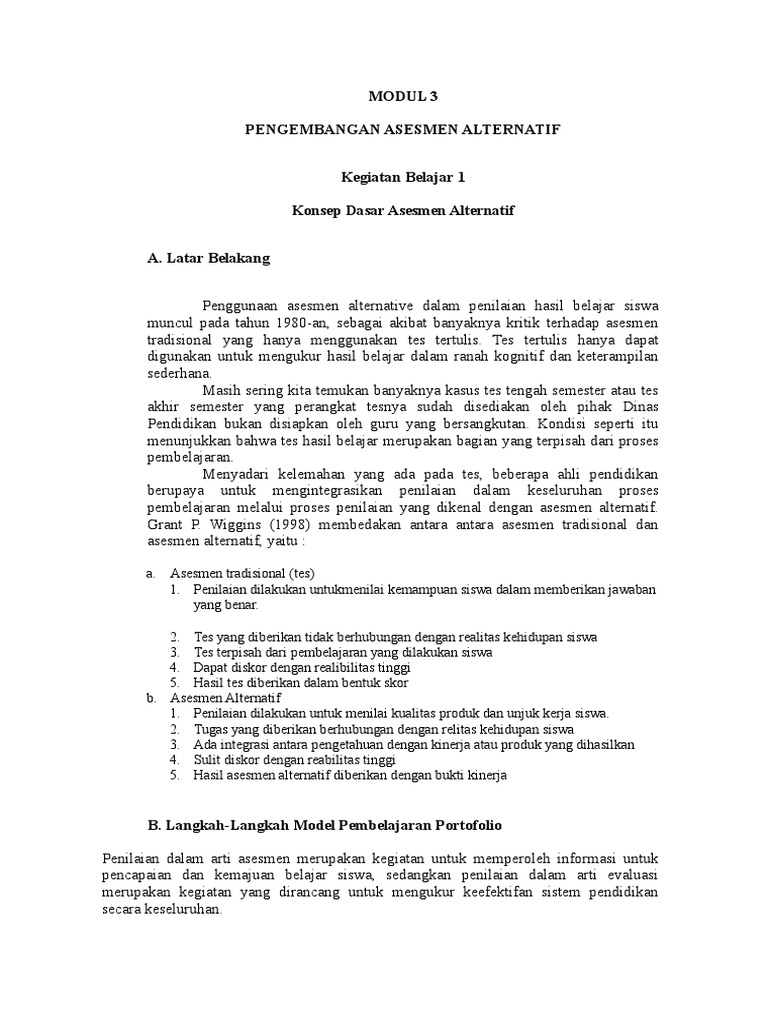 Asesmen Alternatif dalam Pembelajaran | PDF | Karier & Perkembangan | Seni