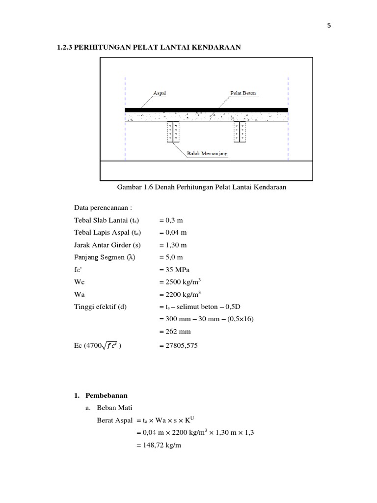 1.3 Perhitungan Pelat Lantai Kendaraan | PDF