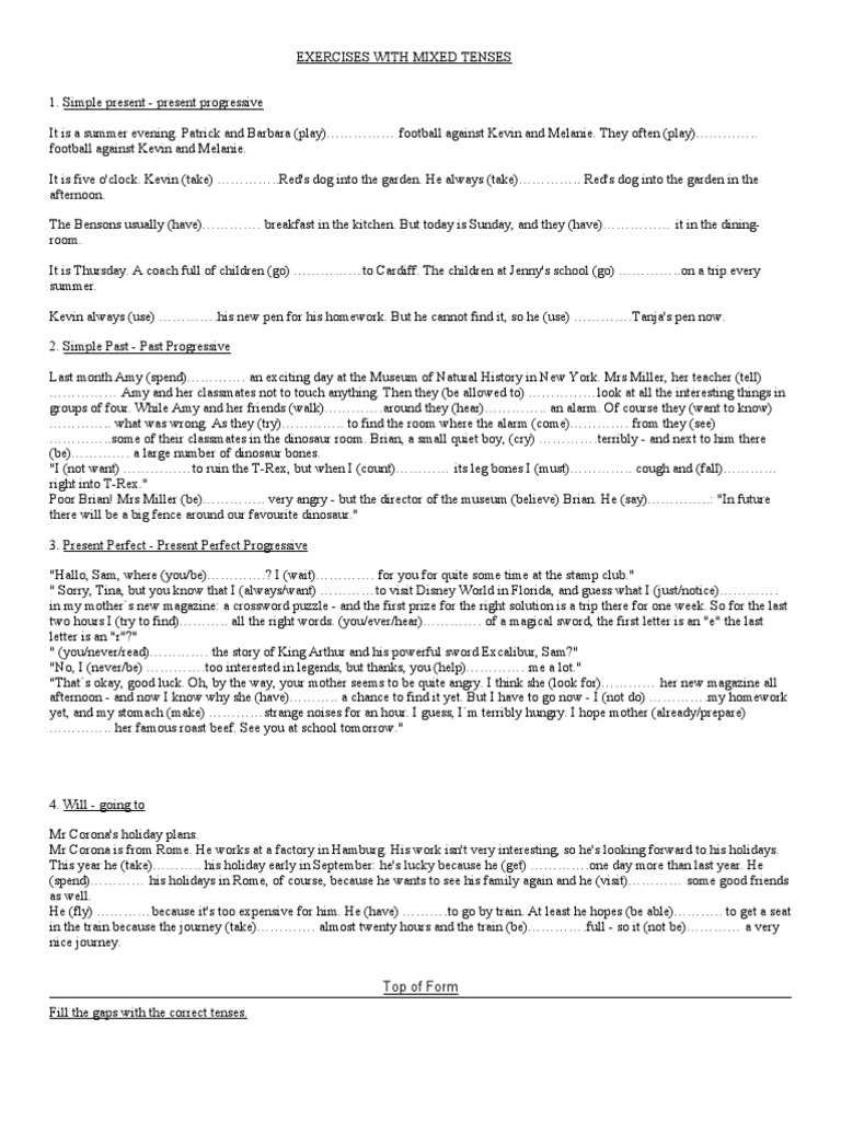 Mixed Tenses Exercises with Answers | PDF | James Cook | Pacific Ocean