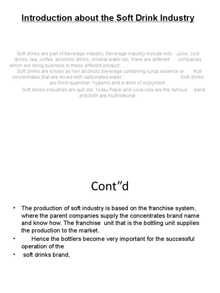 Introduction About The Soft Drink Industry PDF Nature Pepsi Co