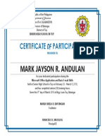 Certificate of Participation for Microsoft Office and Email Skills Training