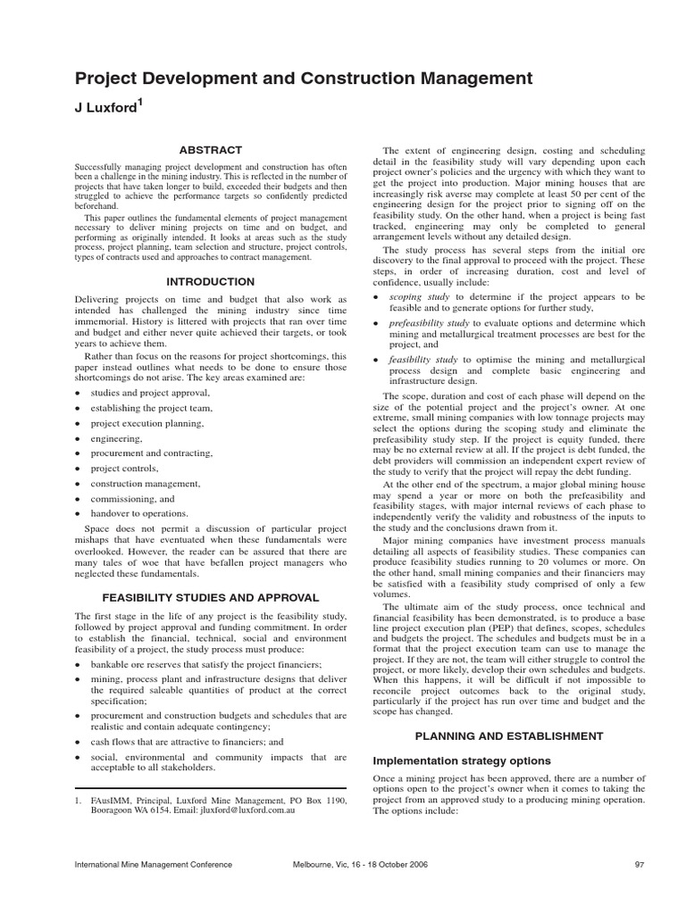 Project Development and Construction Management PDF Construction