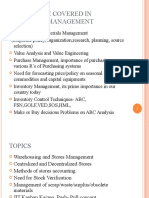 Topics To Be Covered in Materials Management