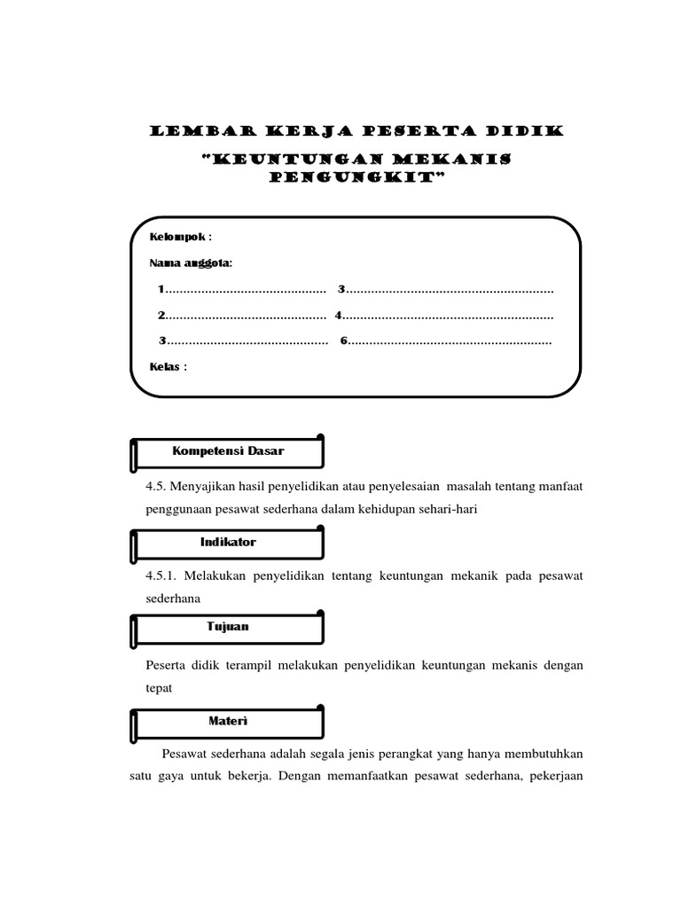 Lkpd Pesawat Sederhana