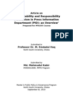 Accountability and Responsibility Mechanism in Press Information Department (PID) : An Overview'