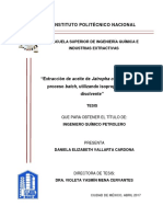 Tesis Extracción de Aceite de Jatropha Curcas L., en Un Proceso Batch, Utilizando Isopropanol Como Disolvente