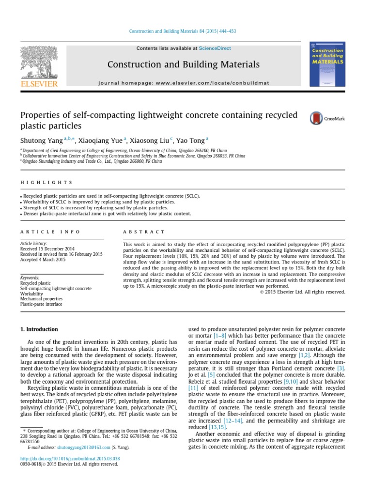 Properties of Self-Compacting Lightweight Concrete Containing Recycled ...
