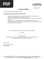 Admin Module Acceptance Certificate