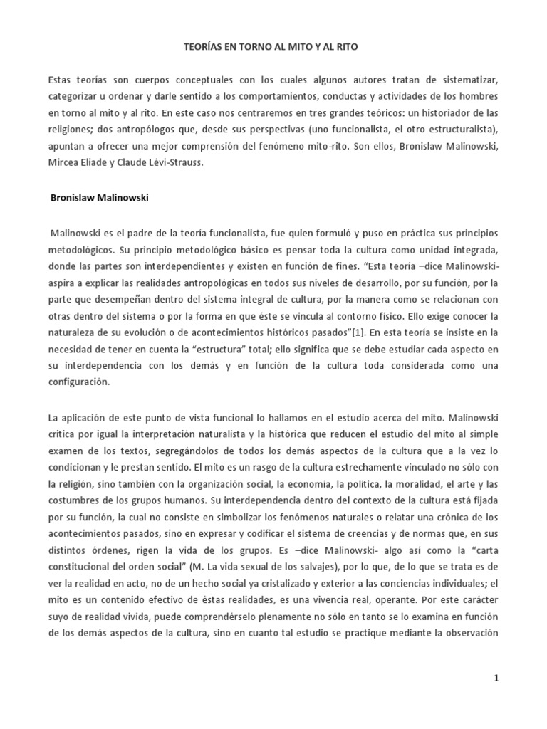 El Mito A Través De Tres Pensadores Pdf Antropología Lingüística