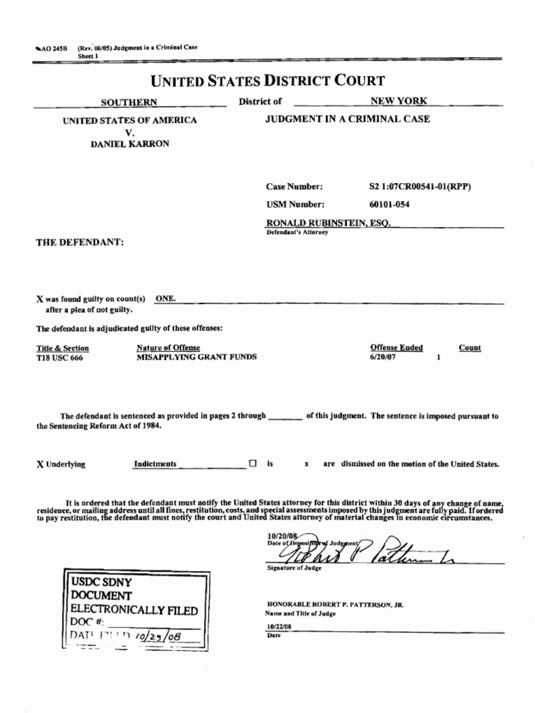 Original Criminal Judgment and Committment Order PDF United States