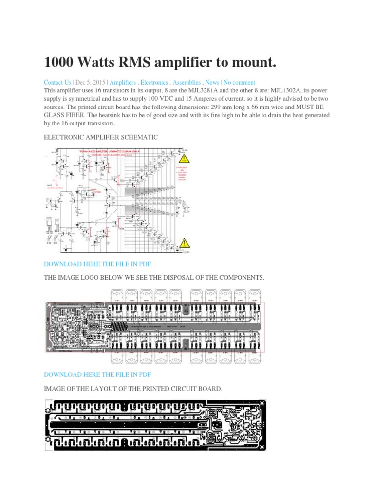 1000W RMS Amplifier Circuit Details | PDF | Technology & Engineering