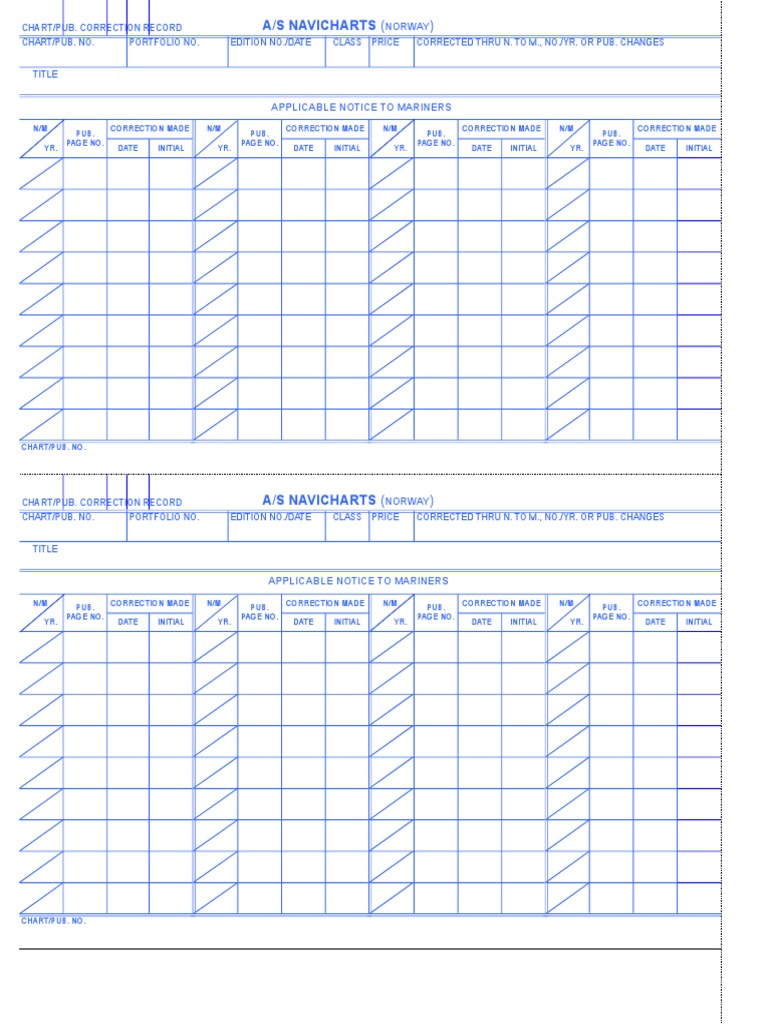Chart Publication Correction Record | PDF | Works About Sailing ...