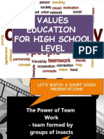 Values Education For High School Level