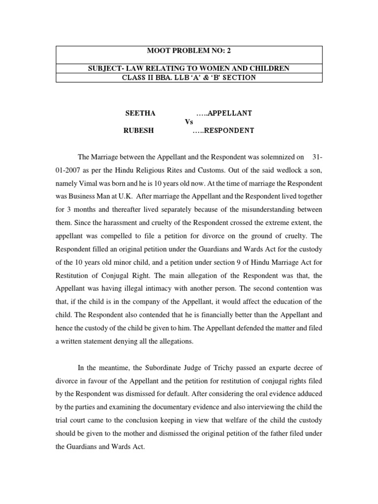 Moot Problem Download Free Pdf Marriage Divorce