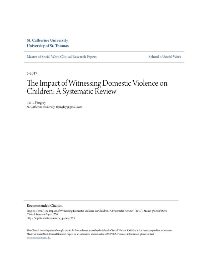 The Impact of Witnessing Domestic Violence On Children - A Systema ...
