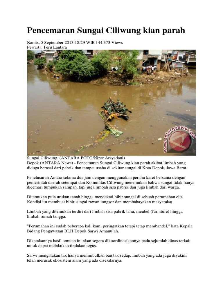 Pencemaran Sungai Ciliwung Kian Parah Pdf
