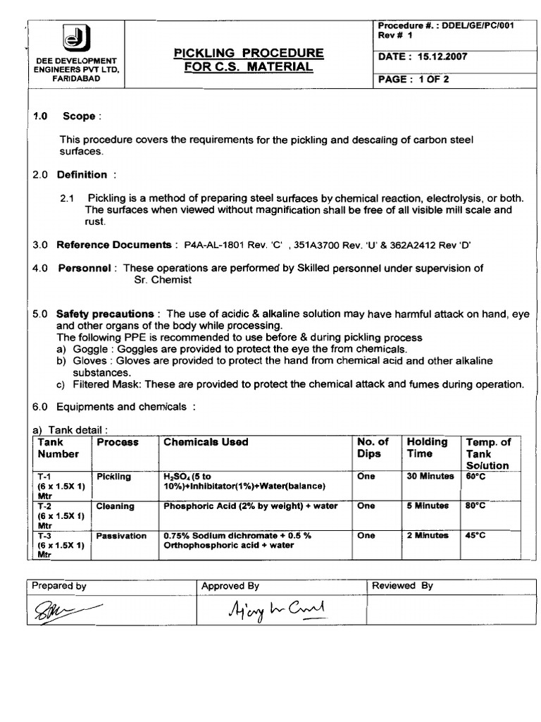 3f.procedure For Pickling PDF