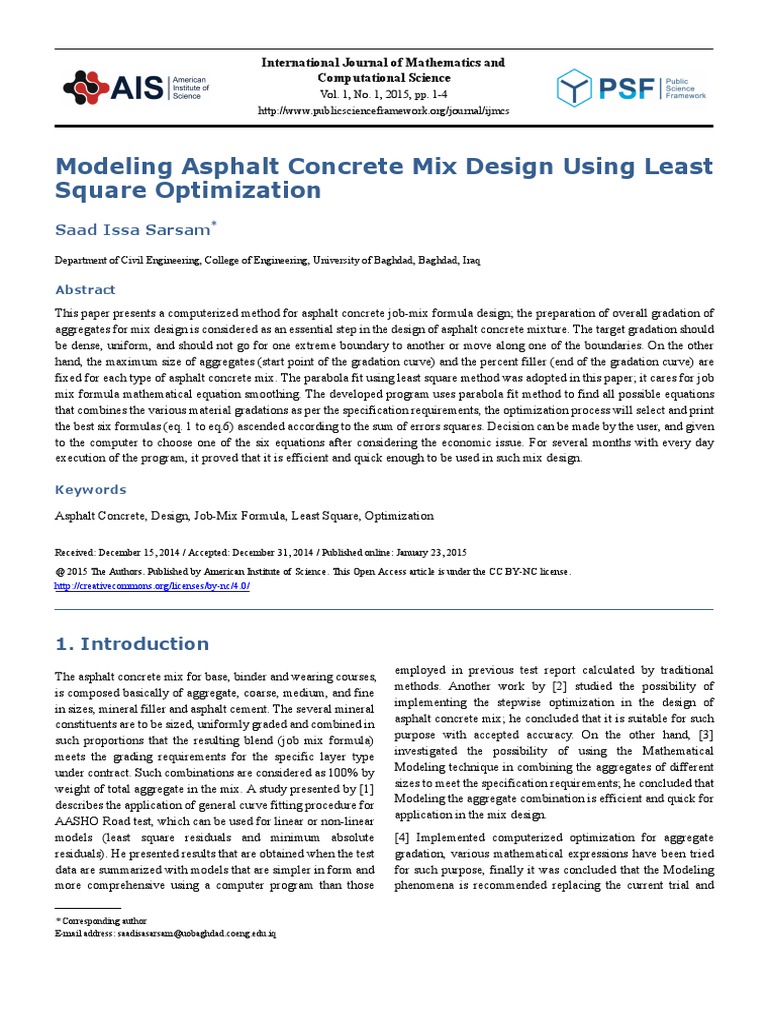 Asphalt Concrete Mix Design Optimization | PDF | Mathematical ...