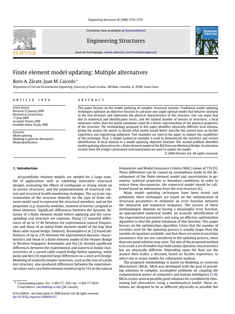 Finite Element Model Updating Multiple Alternatives | PDF ...