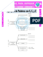 Ficha Palabras Con Z para Quinto de Primaria