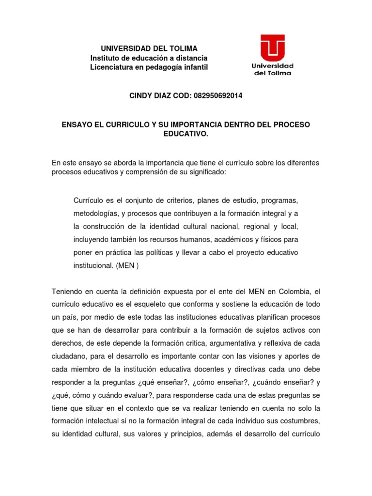 Importancia del Currículo Educativo | PDF | Plan de estudios | Maestros