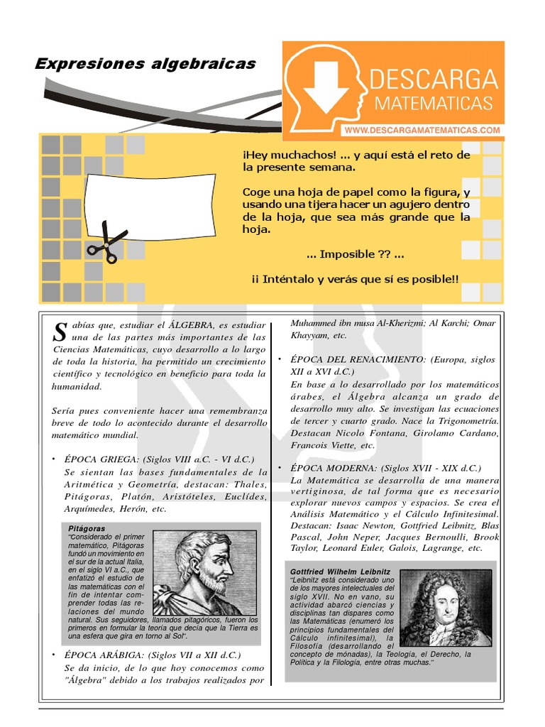 01 Expresiones Algebraicas Álgebra Segundo de Secundaria | PDF ...