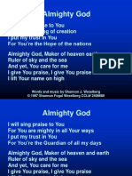 Almighty God: Words and Music by Shannon J. Wexelberg © 1997 Shannon Fogal Wexelberg CCLI# 2408680