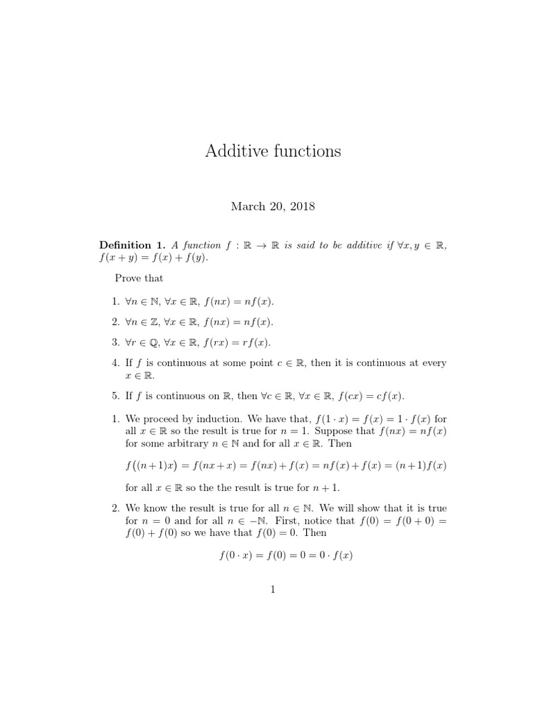 Additive Functions | PDF | Teaching Mathematics | Mathematical Analysis