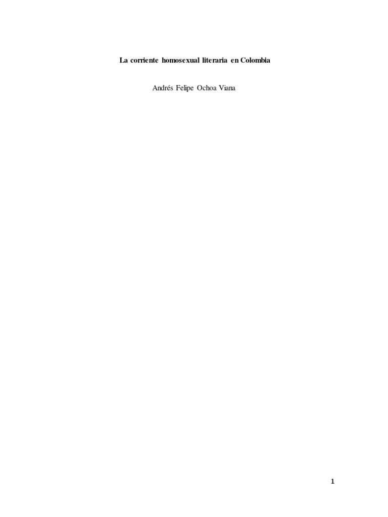 La Corriente Homosexual Literaria en Colombia PDF Homosexualidad