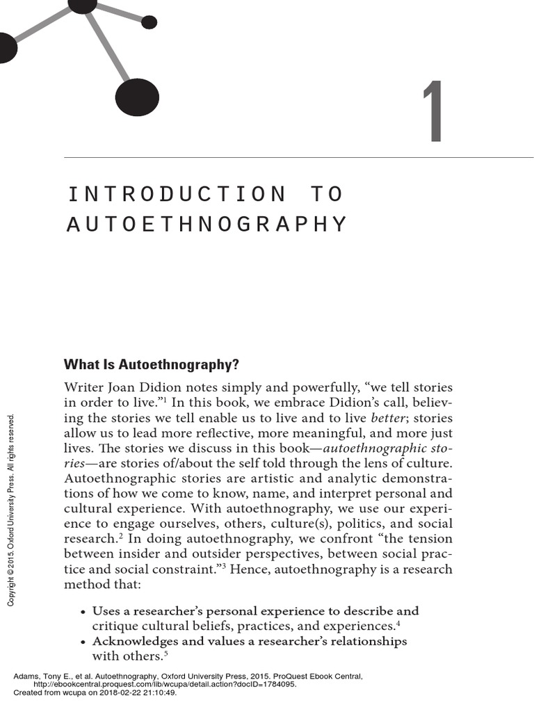 Autoethnography - (Chapter 1 Introduction To Autoethnography) | PDF ...