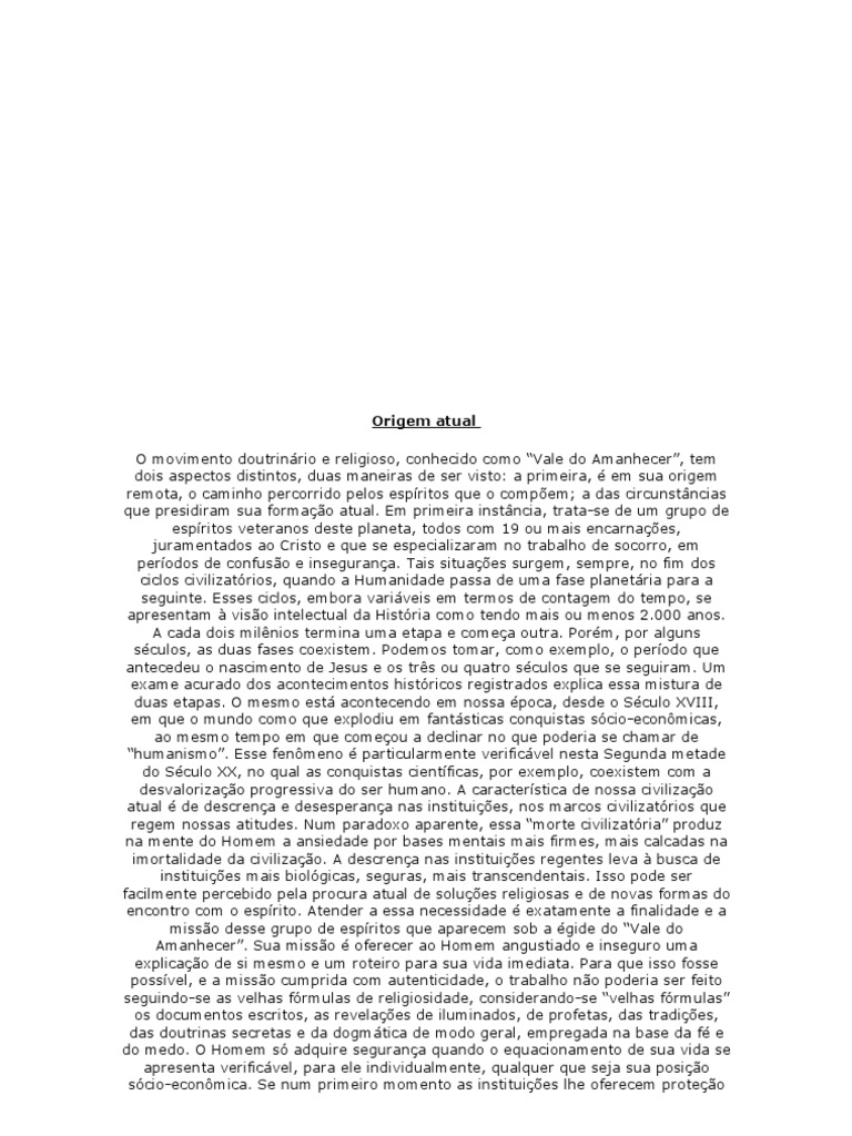 Vale Do Amanhecer Pdf Mediunidade Escravidão