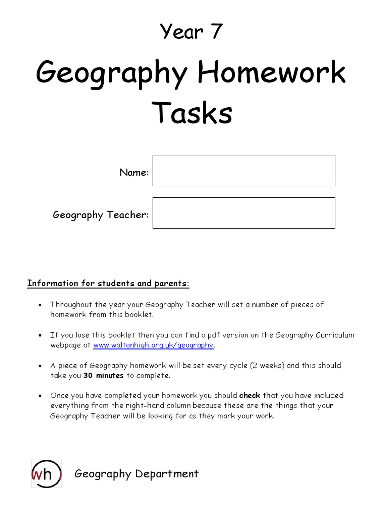 Geography Homework Ideas PDF Mountains Map