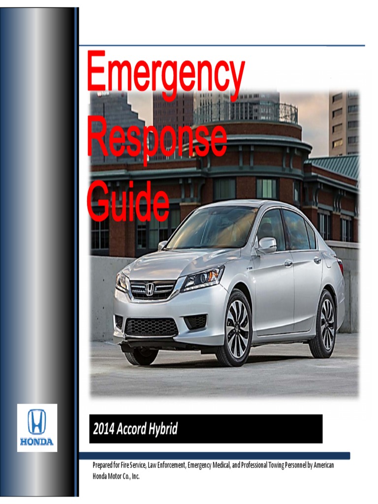2014 Honda Accord Hybrid ERG Emergency Response Guidebook Vehicle