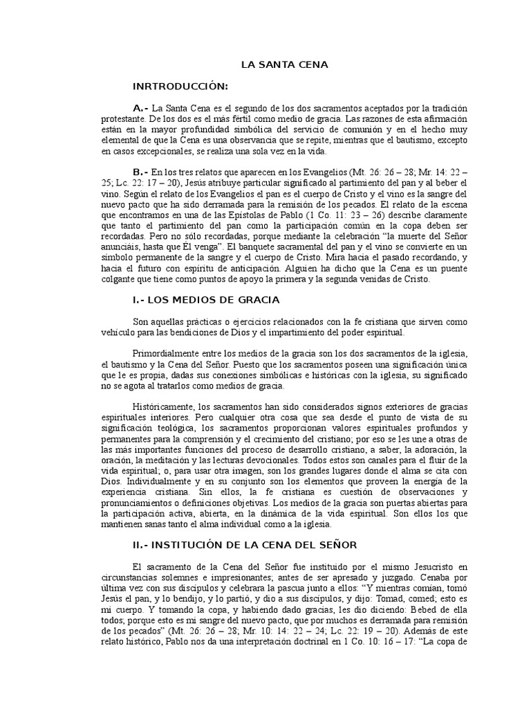 Significado de la Santa Cena en la Fe | PDF | eucaristía | Cristo (título)