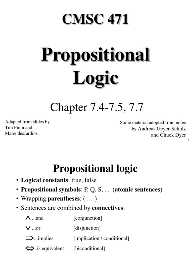 Propositional Logic Overview and Inference | PDF | Inference ...