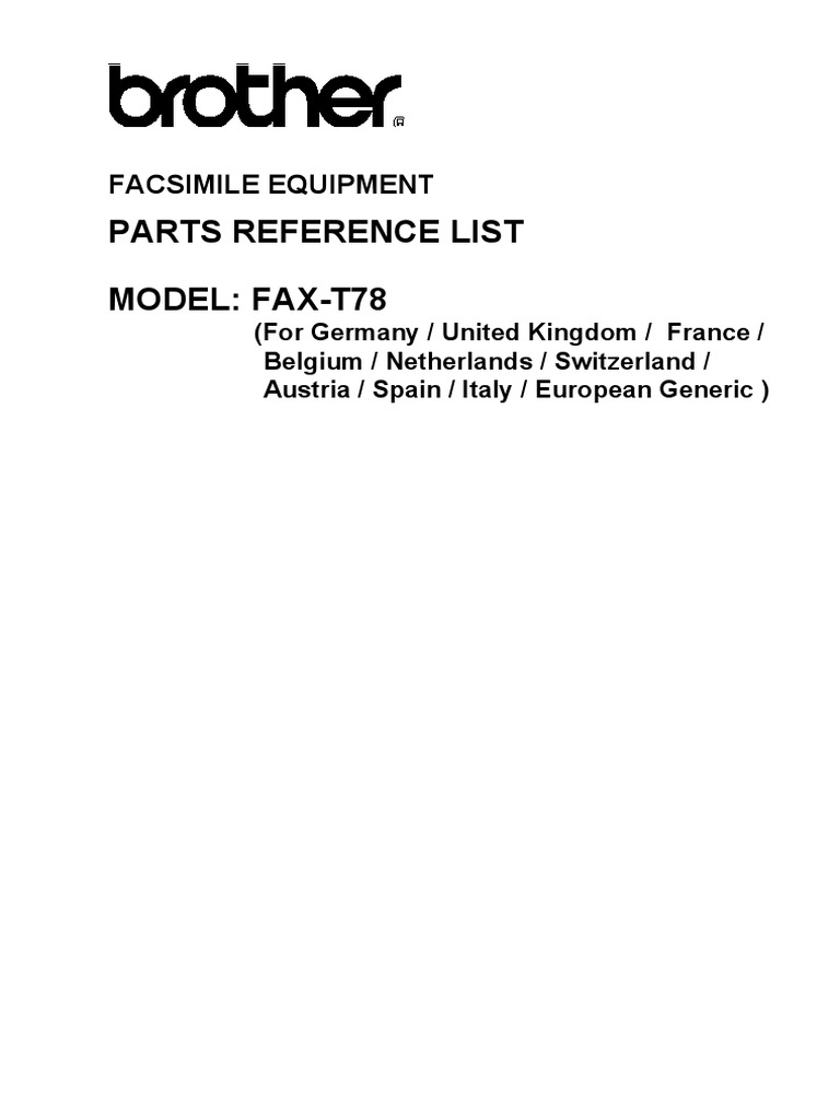 Brother Fax 78 Parts Manual PDF | PDF | Manufactured Goods | Equipment