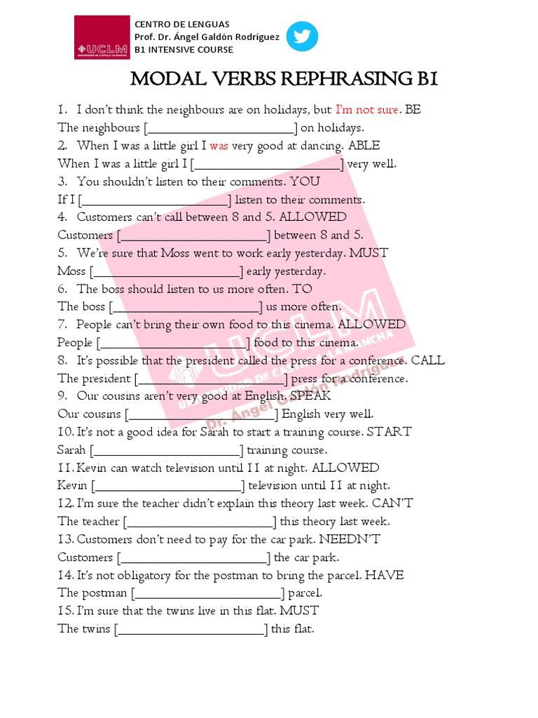 Modal Verbs Pdf Pdf Linguistics Syntax