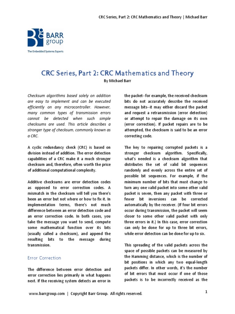BG-TA-CRC Series, Part 2 - CRC Mathematics and Theory-Barr | PDF ...