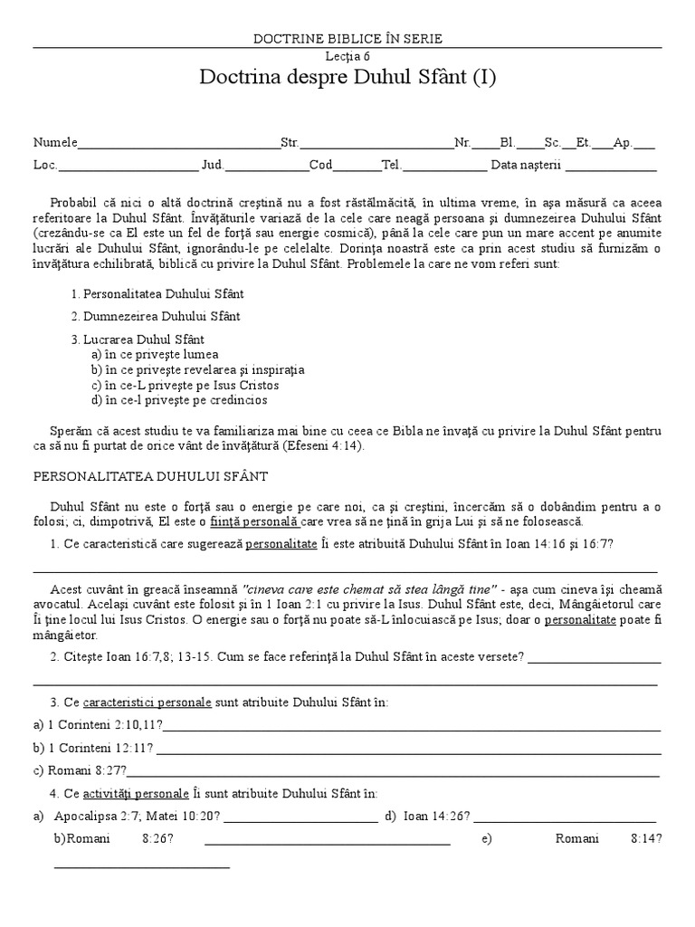 6.doctrina Despre Duhul Sfant (I) | PDF