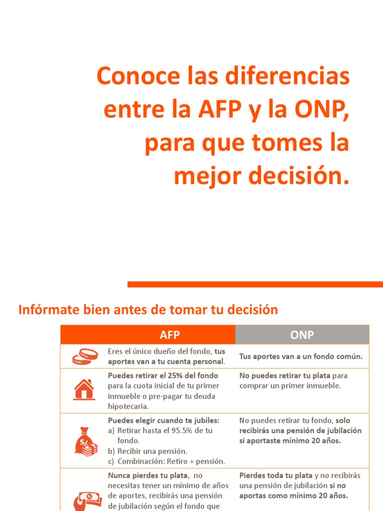 AFP vs ONP: Diferencias Clave para Elegir | PDF | Pensión | Jubilación